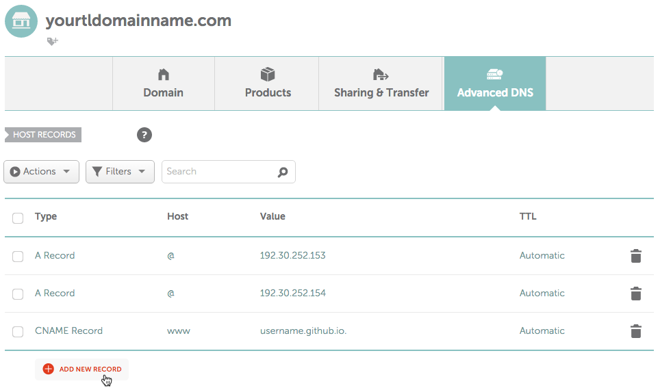 propery set up dns records